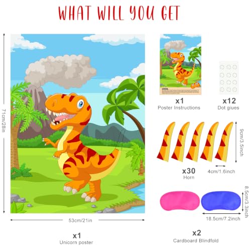 Pin The Tail Dinosaur Party Game Birthday Party Supplies Pin Game