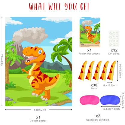 Pin The Tail Dinosaur Party Game Birthday Party Supplies Pin Game