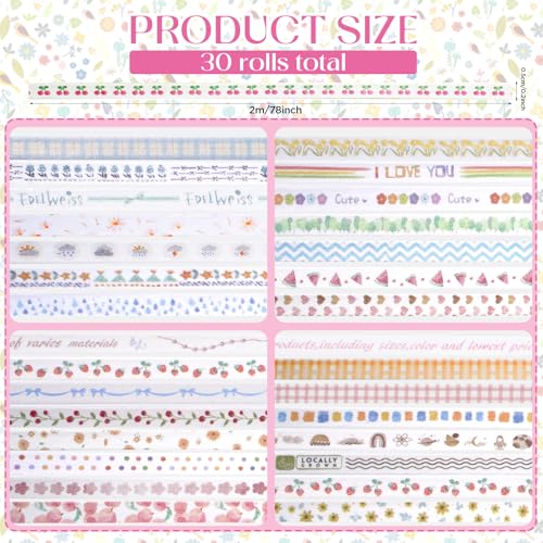 30 Rolls Neutral Washi Tape Set (30 Count)