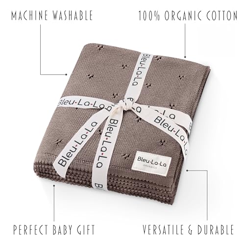 100% Luxury Organic Cotton Pointelle Knit Baby Blanket
