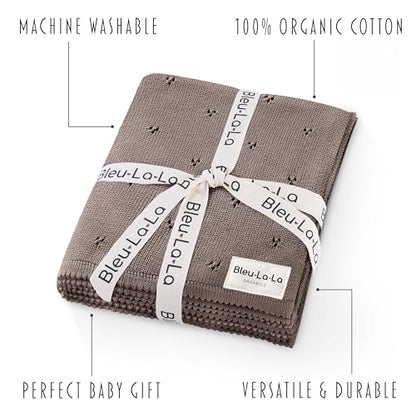 100% Luxury Organic Cotton Pointelle Knit Baby Blanket