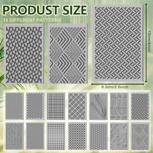 16 Sheets Artistic Lines Clay Texture Mat Wavy and Plaid Pattern Polymer Clay Texture Sheets DIY Tools for Pottery Earring Jewelry Making Stamp Engraving Machines