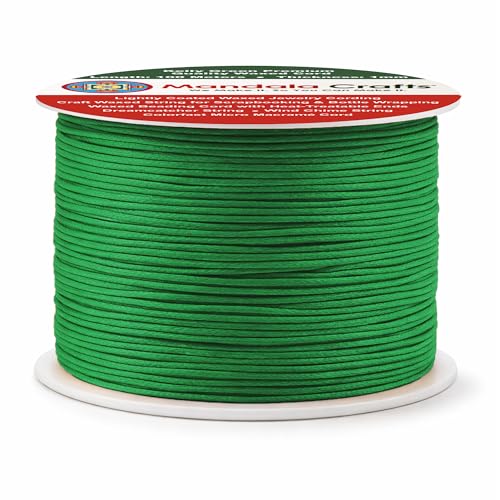 1mm Kelly Green Cotton Waxed Cord for Jewelry Making (327 Foot)