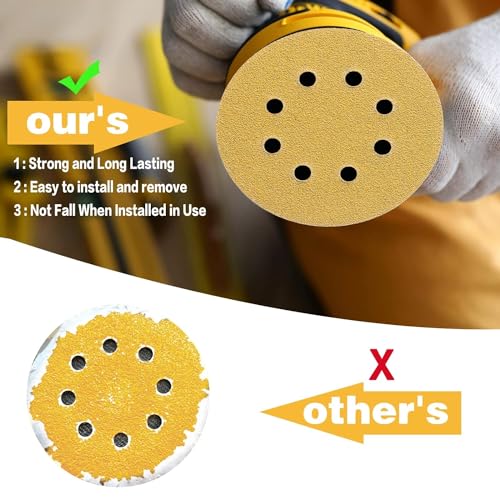 100PCS 5 Inch Sanding Discs 220 Grit Random Orbit Sander Sandpaper (100 Count)