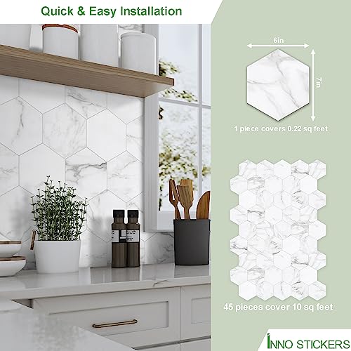 45 Sheet Hexagon Peel and Stick Backsplash (10 Sq Ft)