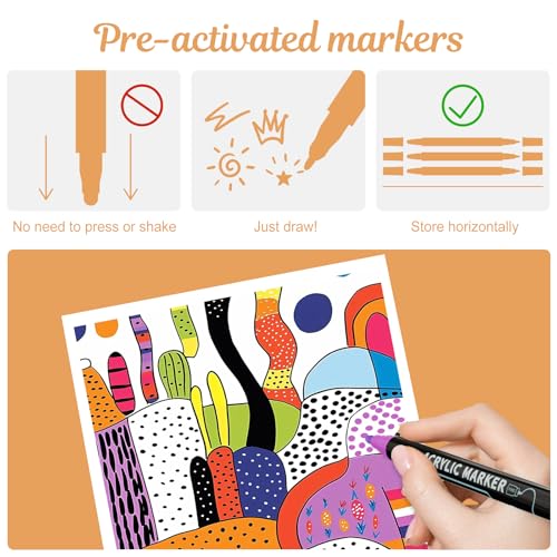 12 Colors Precision Dual Tip Acrylic Paint Markers Pens (12 Count)