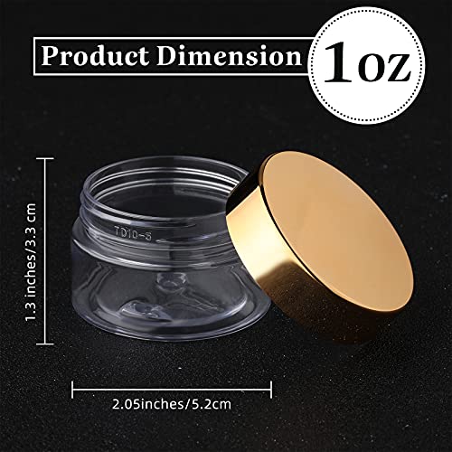 12 Pack 1 oz Plastic Container Jars with Lids Round Clear Travel Cosmetic Container Jars for Toiletries (12 Count)