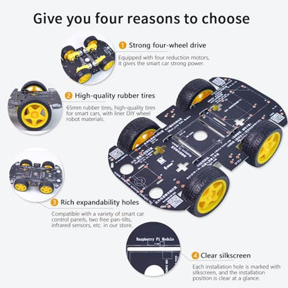 4WD Smart Robot Car Chassis Kit for Arduino Raspberry Pi DIY Programmable TT Motor