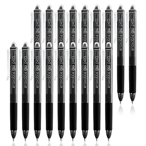 18 Black Retractable Erasable Gel Pens Clicker (18 Count)