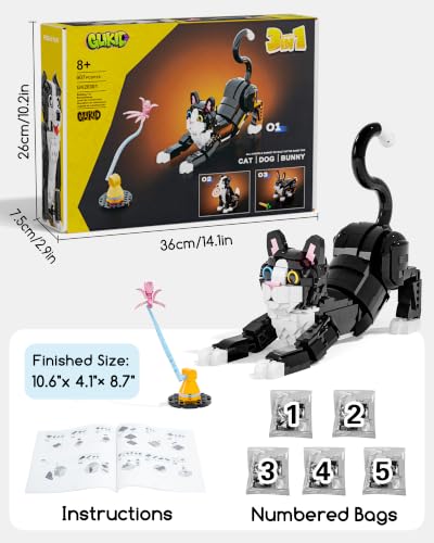 3-in-1 Tuxedo Cat Building Set, Build a Cat, Dog or Rabbit