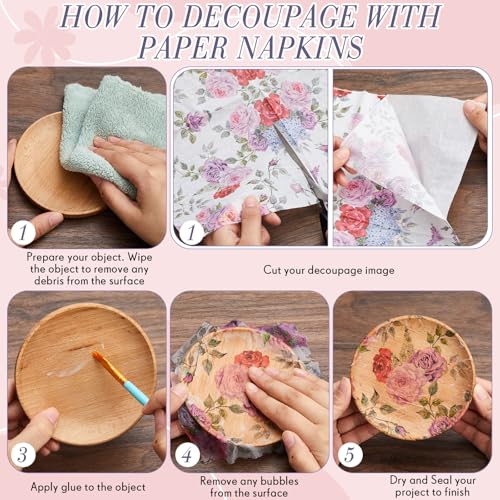 20 Pack Decoupage Napkins Floral Cocktail Decorative Paper Napkins (20 Count)