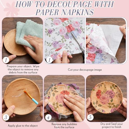 20 Pack Decoupage Napkins Floral Cocktail Decorative Paper Napkins (20 Count)