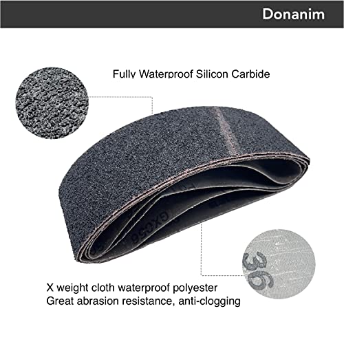 10 Pack 3 x 21 Inch Sanding Belts 36 Grit Silicon Carbide for Belt Sander