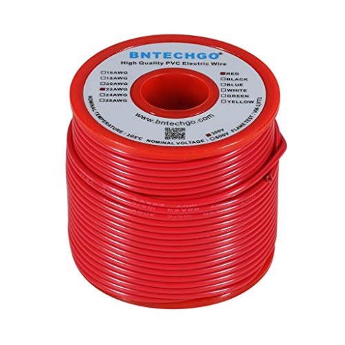 22 Gauge PVC Solid Electric Wire Red 100 ft Hookup Wire