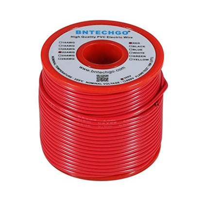 22 Gauge PVC Solid Electric Wire Red 100 ft Hookup Wire
