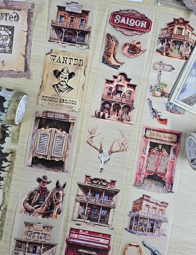 Wild West Transparent Vintage Washi Tape 5x5 cm x 100 cm