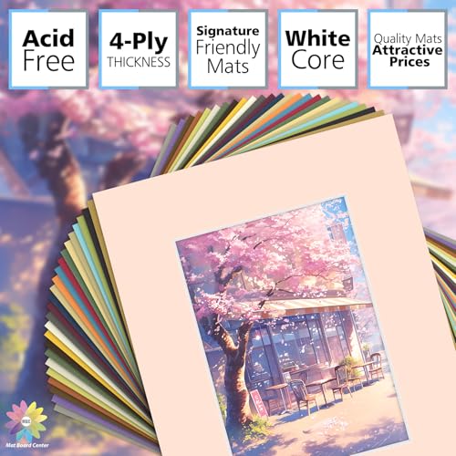 Mat Board Center 50 Pack 8x10 Picture Mat for 5x7 Photo Mixed Color