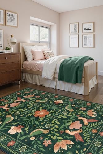 Green Boho 8x10 Area Rugs for Living Room (80 Sq Ft)