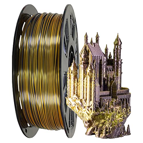 Bicolor Double Colors Silk Metallic Gold Black PLA Coextrusion Filament (1099.08 Foot)