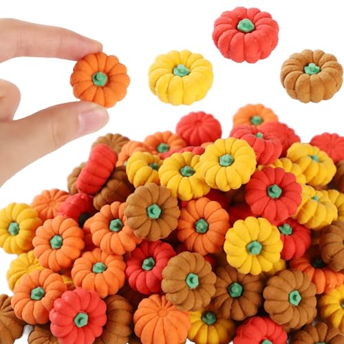 120Pcs 3D Pumpkin Erasers Bulk