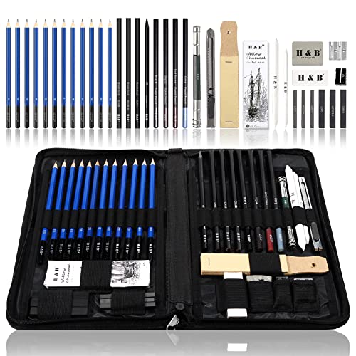 40 Piece Professional Sketch Pencil Drawing Kit