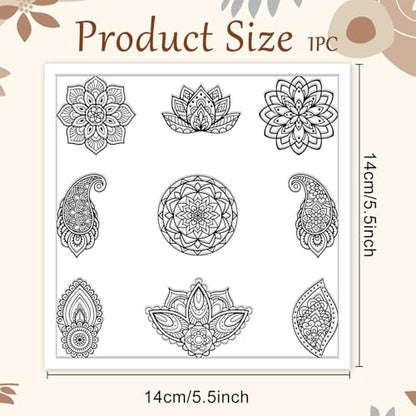 Mandala Polymer Clay Texture Sheets Single Mandala Floral Paisley Pattern Silicone Texture Stamp Clay Texture Mat Modeling Pattern Pad Sheets for Jewelry and Earrings Tools