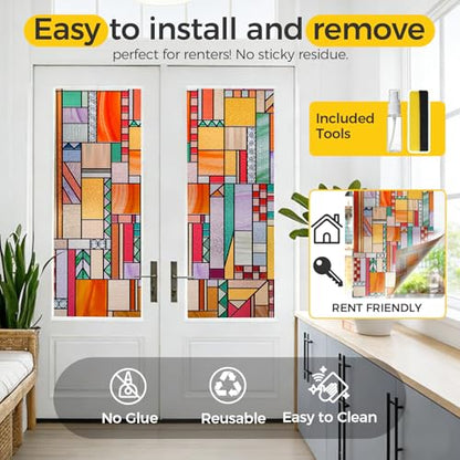 3D Stained Glass Window Privacy Film Decorative Non