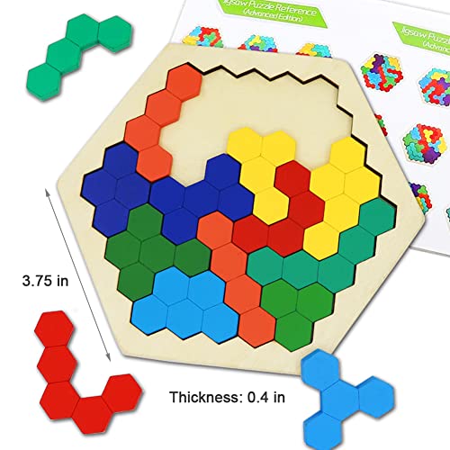 2 Pack Wooden Russian Blocks Puzzle + Hexagon Puzzles for Kids & Adults (2 Count)