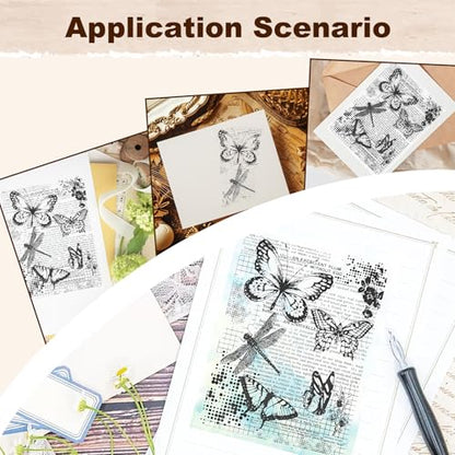 Retro Butterfly Vintage Stamps Clear Stamps for Card Making 1 Sheet