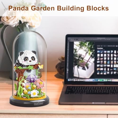 Panda Flower Building Set for Adult Plant Friend Set Bonsai Tree Party Favors for Kids Animal Building Blocks Valentines New Year Easter Birthday Gift for Boys Girls Age 6 (999 Count)