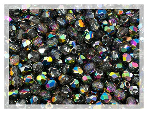100pcs Faceted Fire Polished Pressed Czech Glass Beads 3mm (100 Count)