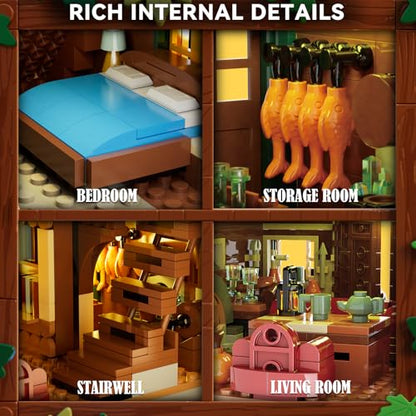 Wood Cabin Mini Building Set with Lights