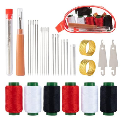Sewing Kit 37 Pcs Big Eye Sewing Needles Set with Threader (37 Count)