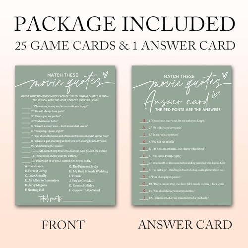 Bridal Shower Games Cards (26 Count)