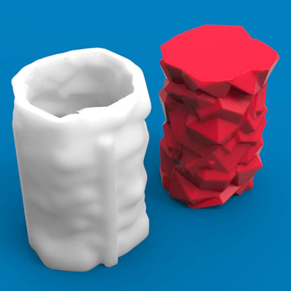 3D Cylindrical Candle Silicone Mold Stone Stacking Layered Candle Soap Mould Fondant Chocolate Cake Candy Baking Mold Plaster Epoxy Resin Clay Mould