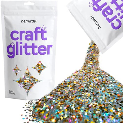 Craft Glitter Gold Silver Holographic 100g Extra Chunky Glitter (3.5 Ounce)