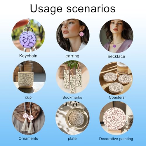School Elements Polymer Clay Texture Sheets Seamless Pattern Books Silicone Texture Mat Modeling Pattern Pad for Jewelry and Clay Earrings Tools
