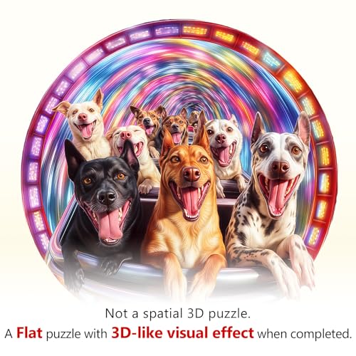 Dog Roller Coaster Puzzles Adults Gifts for Women Men Wooden 265 Pieces 13.4 * 13.4in Wall Decor