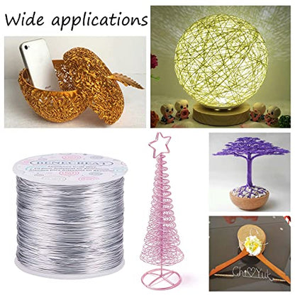 20 Gauge 770FT Aluminum Wire Anodized Jewelry Craft Making Beading Floral Silver Color Aluminum Craft Wire for Flower Gardening (770 Foot)
