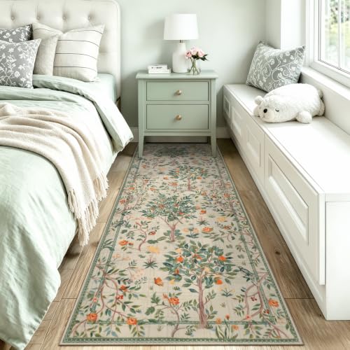 Boho Floral Washable Runner Rug 2x6 (2 Sq Ft)