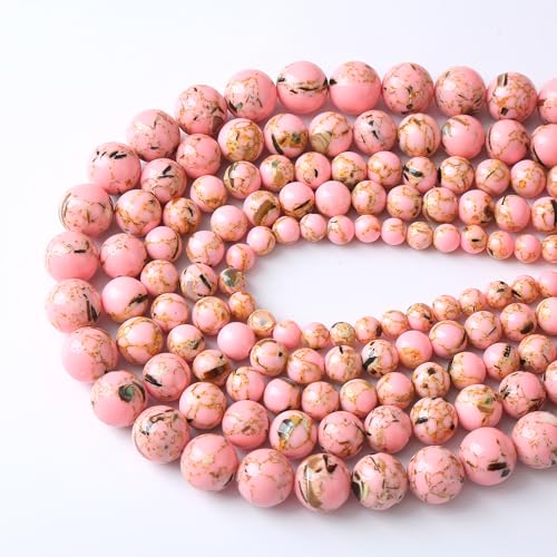 45PCS 8MM Natural Pink Shell Turquoise Beads for Jewelry Making with Mother