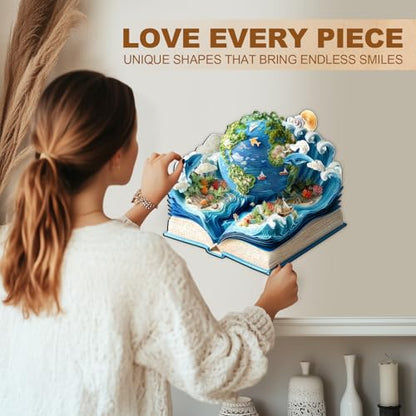 Ocean and Earth Puzzles Adults Gifts Wooden 155 Pieces 11.4 * 10.3in
