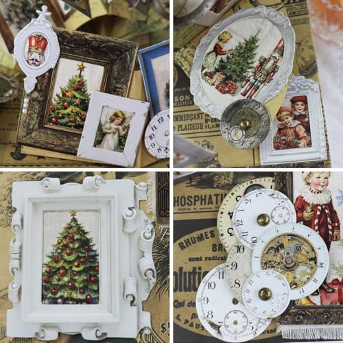 Vintage Junk Journal Items Kit Pre Cut Paper Cards Cutout Cardstock Art Aesthetic Decor Hollow Out Craft Elements Small Embellishments Supplies for Adults Scrapbook Pack