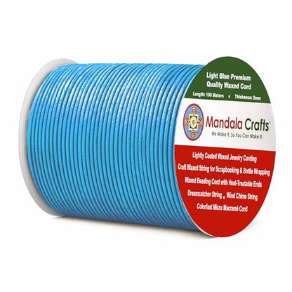 2mm Light Blue Waxed Cord (327 Foot)