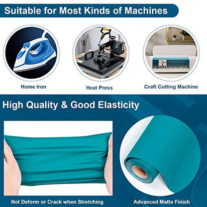 Aqua Heat Transfer Vinyl Rolls 12" x25ft Teal Iron on Vinyl