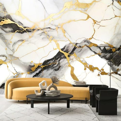 Black and Gold Marble Wallpaper wall murals for Bedroom 136"x96"