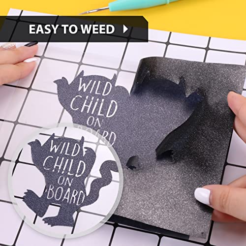 Glitter HTV 12" x 10ft Black Glitter HTV Heat Transfer Vinyl
