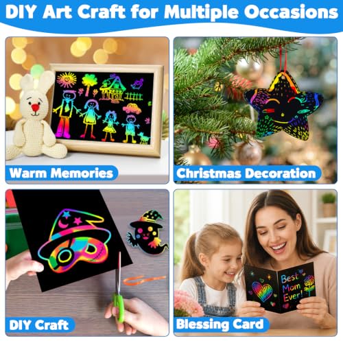 100PCS Rainbow Scratch Paper Art Gifts