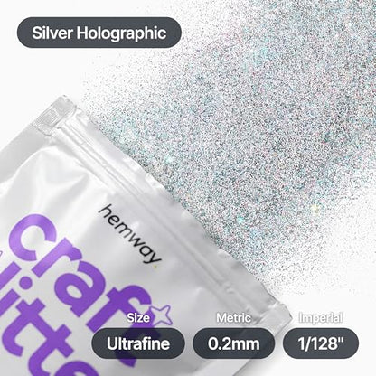 Craft Glitter Silver Holographic 100g Ultrafine Glitter (3.5 Ounce)