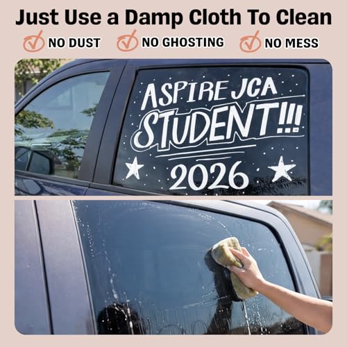 6 White Car Window Markers Washable for Auto